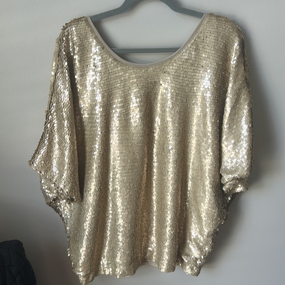 Rachel Zoe gold sequin top - Picture 2 of 2